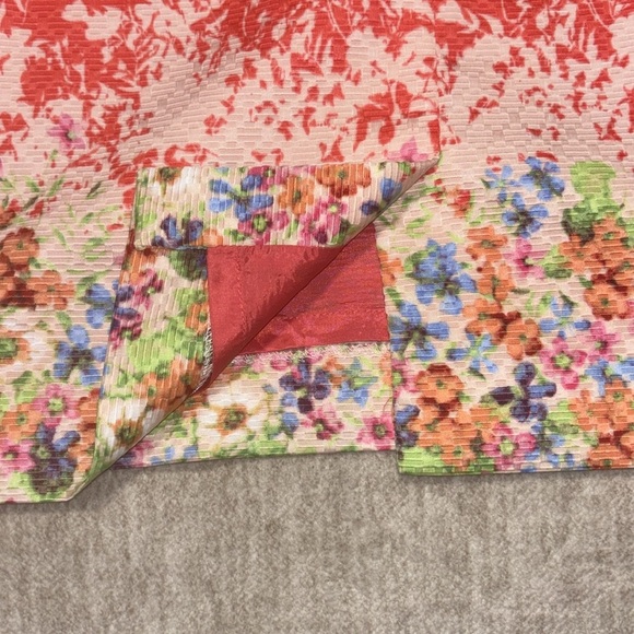 Sz 14 Tahari Arthur Levine Orange/Coral wildflowers sheath dress sleeveless - Picture 5 of 7